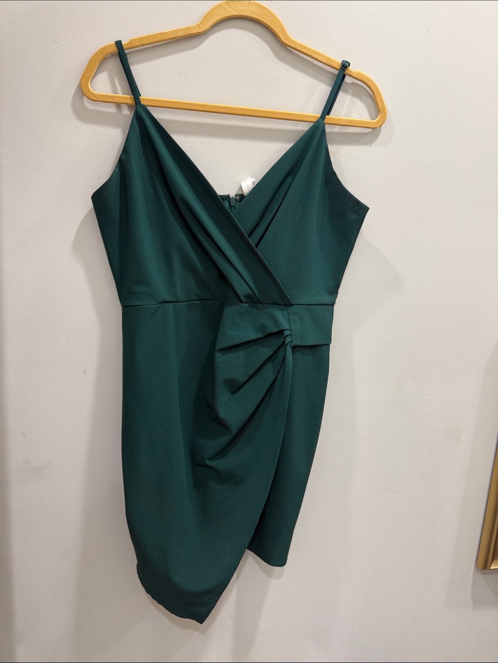 Spaghetti-Strap Teal Green Wrap-Front Mini Dress